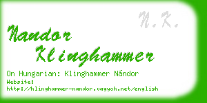nandor klinghammer business card