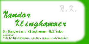 nandor klinghammer business card